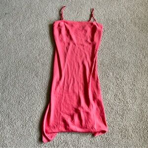 A New Day Pink Satin Midi Dress